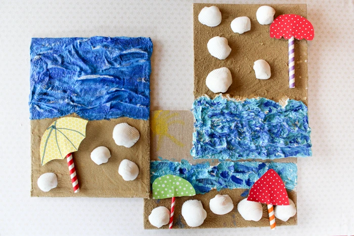 This sand and sea dimensional art lesson plan is a great project for introducing students to perspective, texture, and dimension.  Download the free lesson plan in this post.
